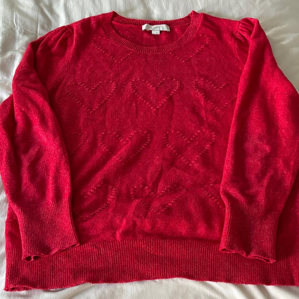 Loft Red Heart Pattern Sweater. Size XL.